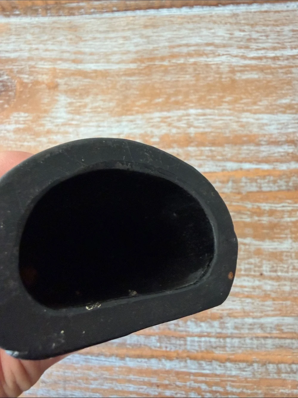 Decorative Black and Red Asian-Inspired Carved Horn Vase